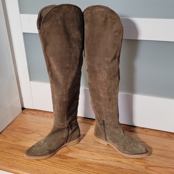 Free People Banks Over The Knee Boots Slouch Suede Green Size 38 - Picture 10 of 17